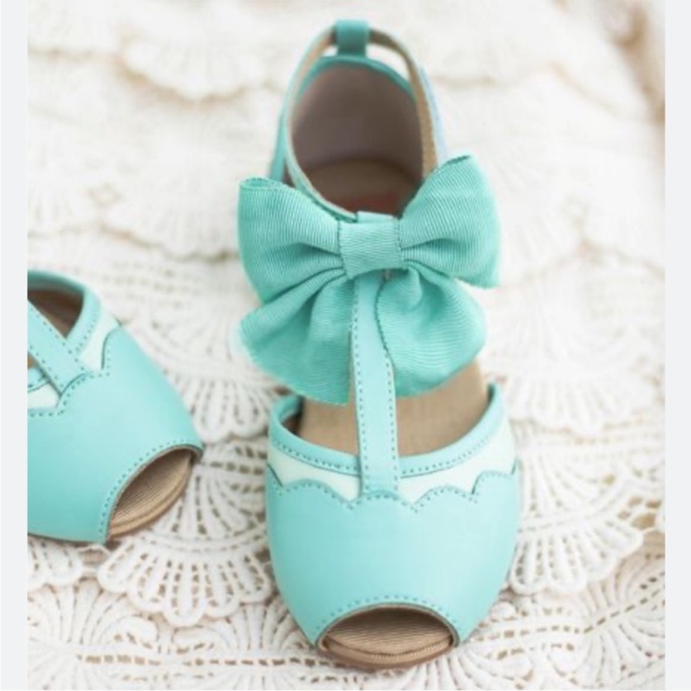 Kids Joyfolie || 'Avery' Shoe Mint Bow Peep-Toe Dress Sandals